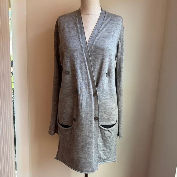 By Malene Birger 100% Wool Longline Gray Cardigan Women’s Small - Picture 3 of 11